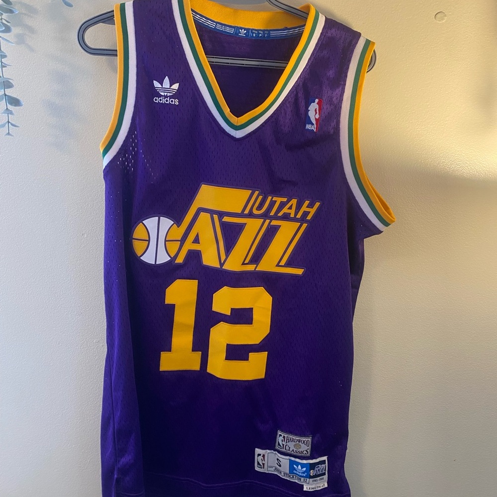 Adidas Purple and Yellow Utah Jazz Basketball Jersey